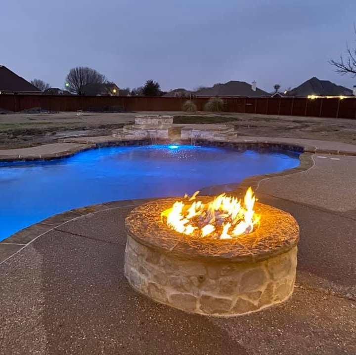 Custom Fireplace with Pool